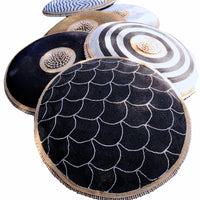 African Beaded Shield - Scallop Black/White - eyahomeliving