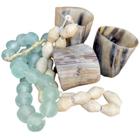 Ghanaian Glass Beads Imported - Clear/Aqua - eyahomeliving