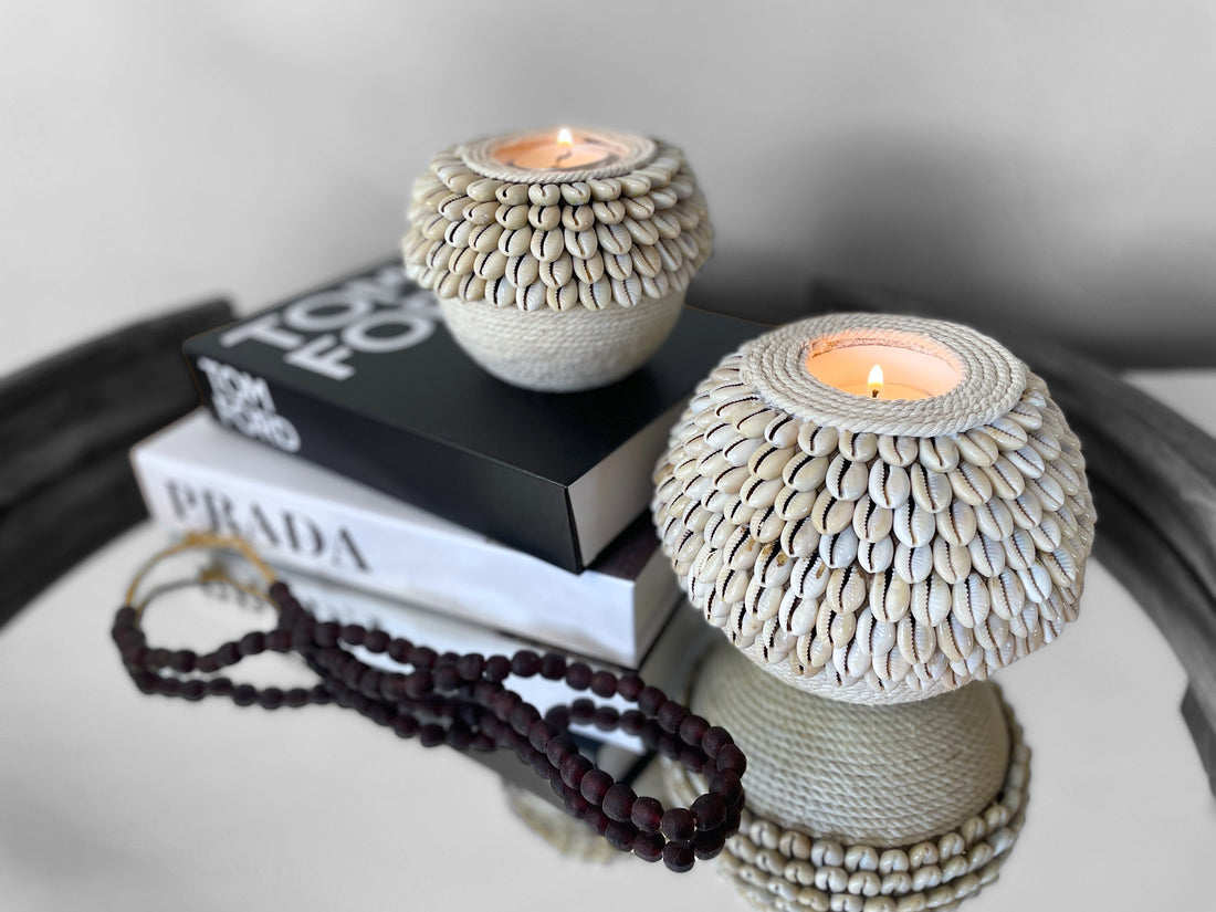 Cowrie Shell Tea Lights - eyahomeliving