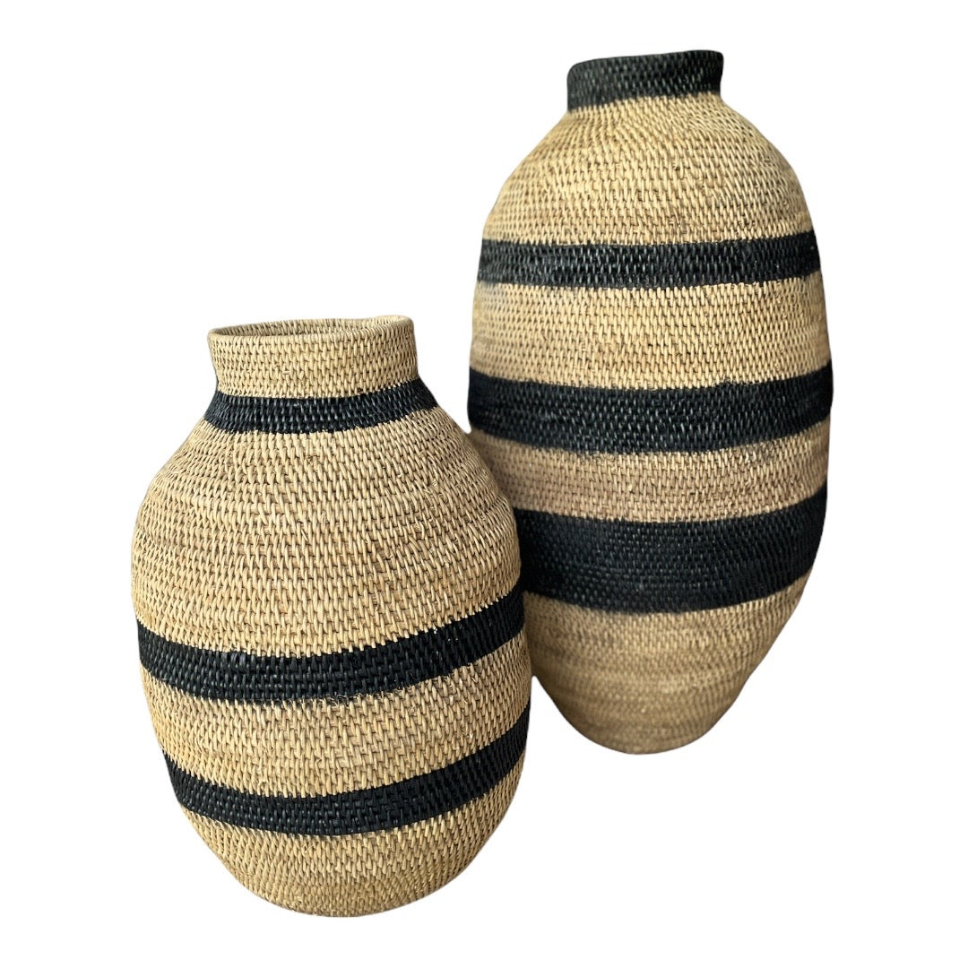 Buhera Baskets - Black Stripe - eyahomeliving