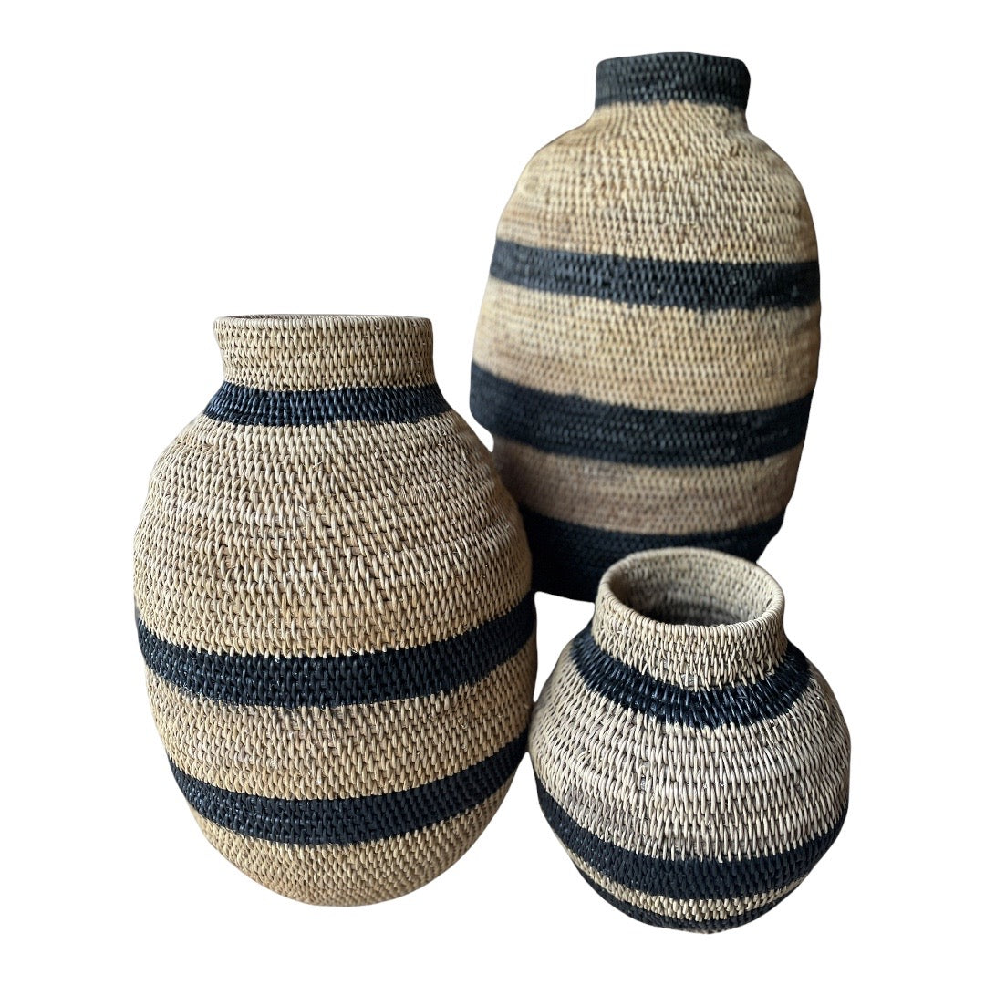 Buhera Baskets - Black Stripe - eyahomeliving