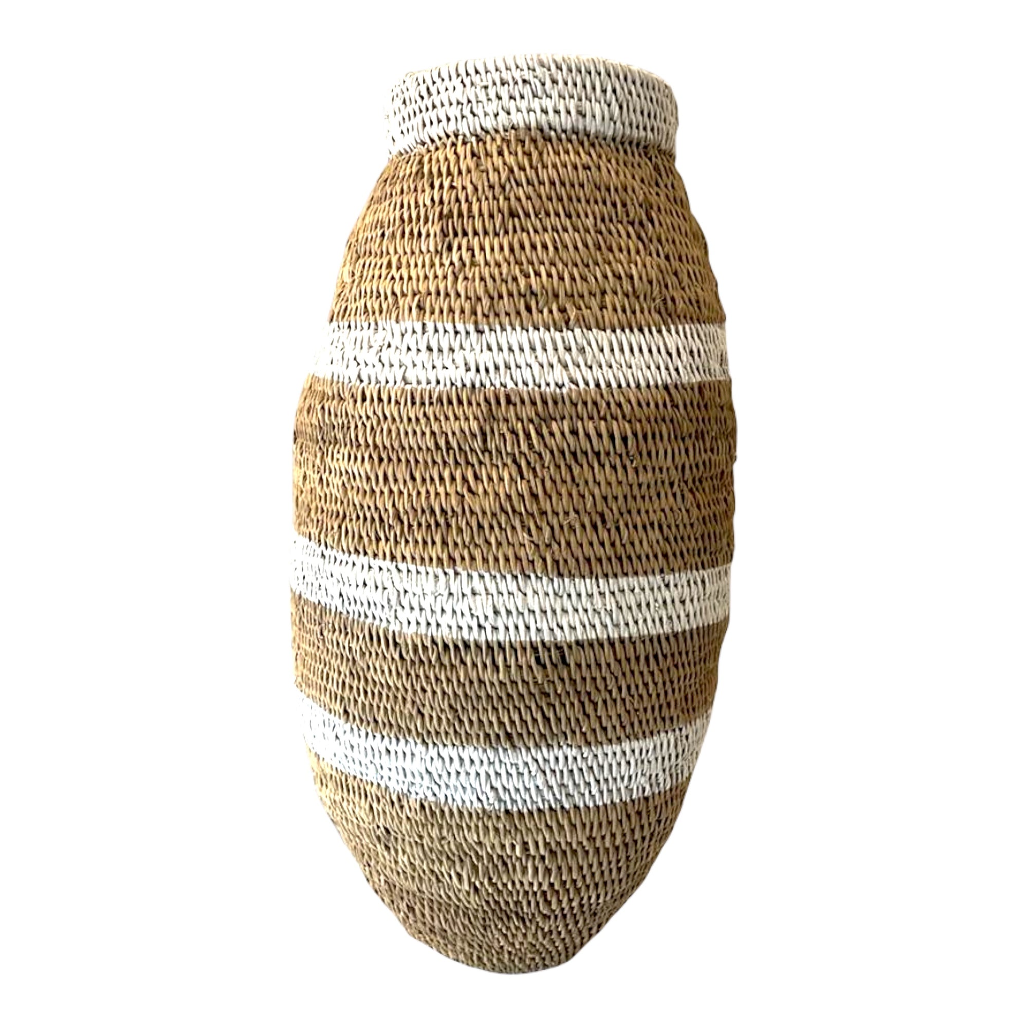 Buhera Baskets - White Stripe - eyahomeliving