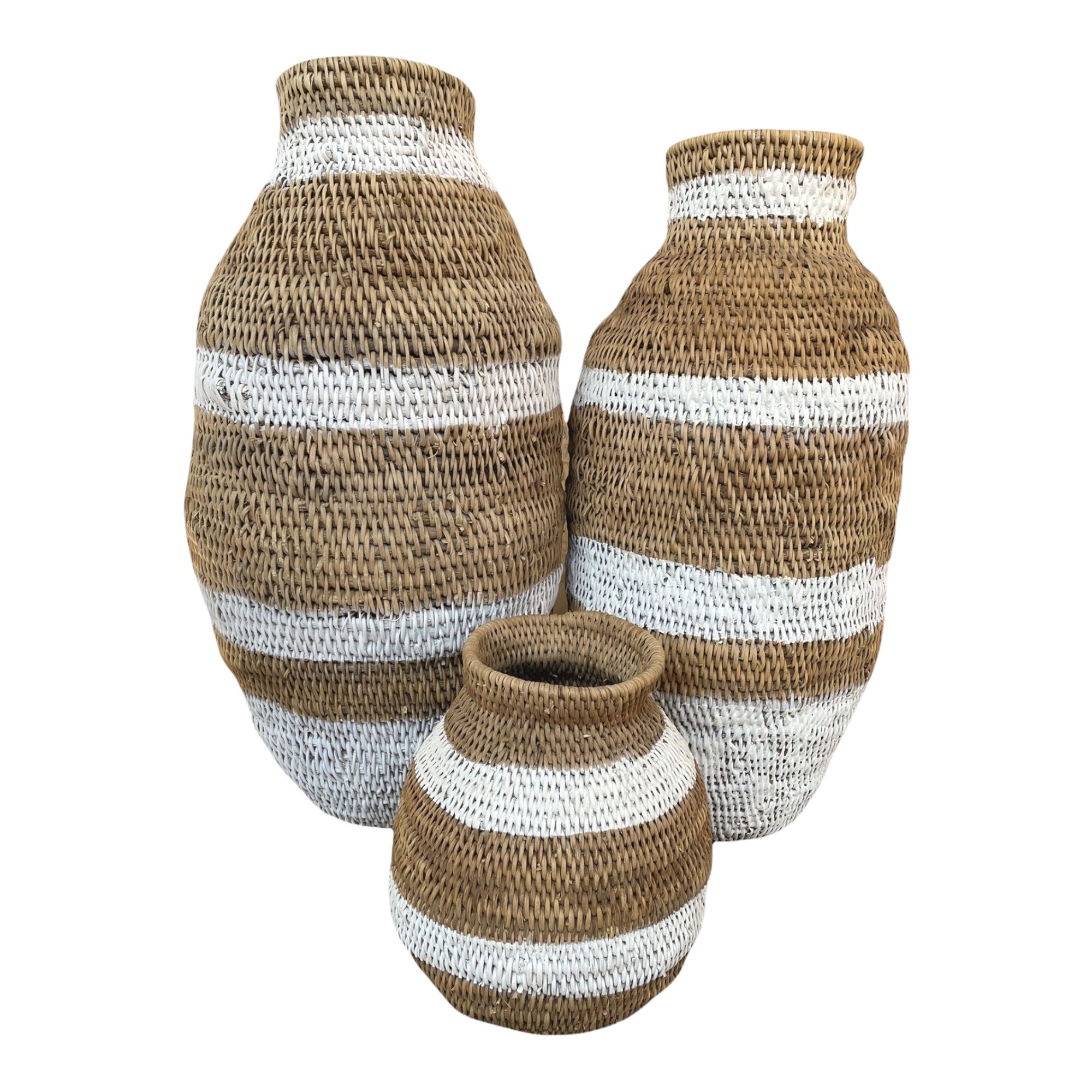 Buhera Baskets - White Stripe - eyahomeliving