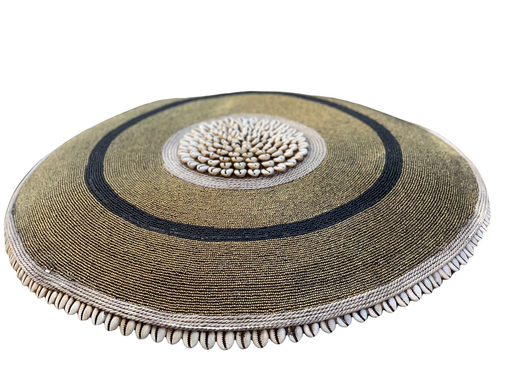 African Beaded Shield - Gold/Black/Plain - eyahomeliving