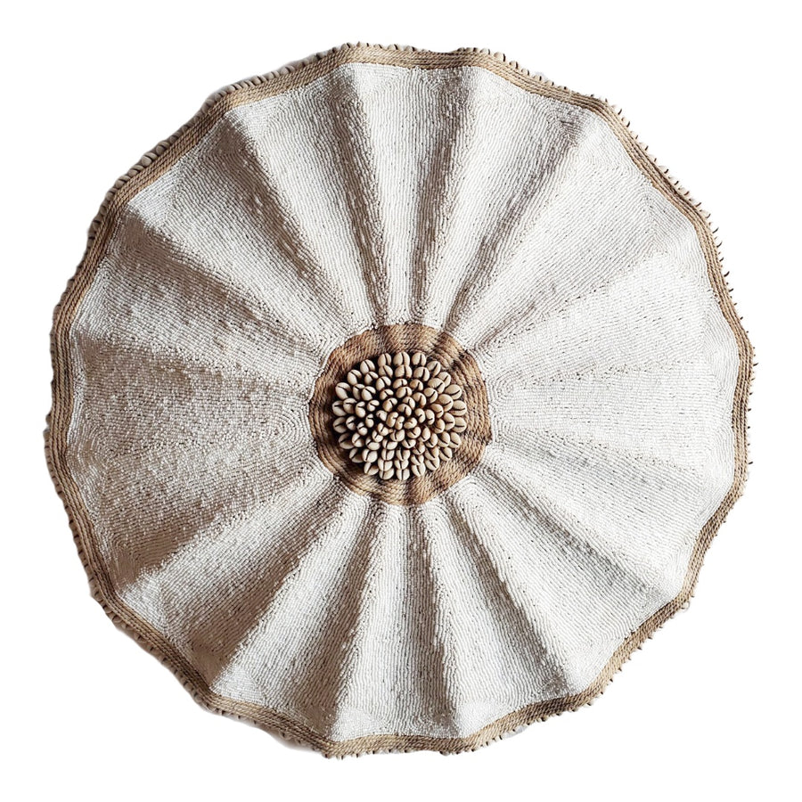 African Beaded Shield - Umbrella White - eyahomeliving