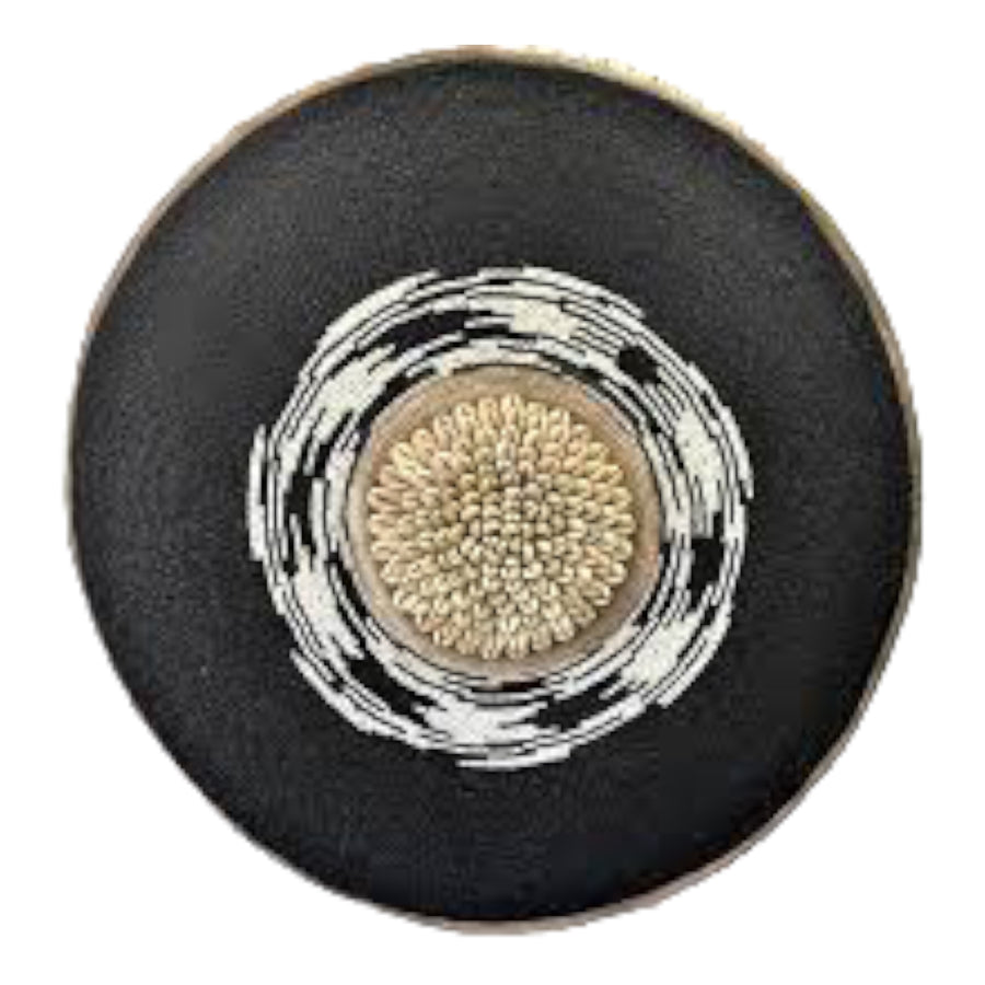 African Beaded Shield - Black / B-W - eyahomeliving