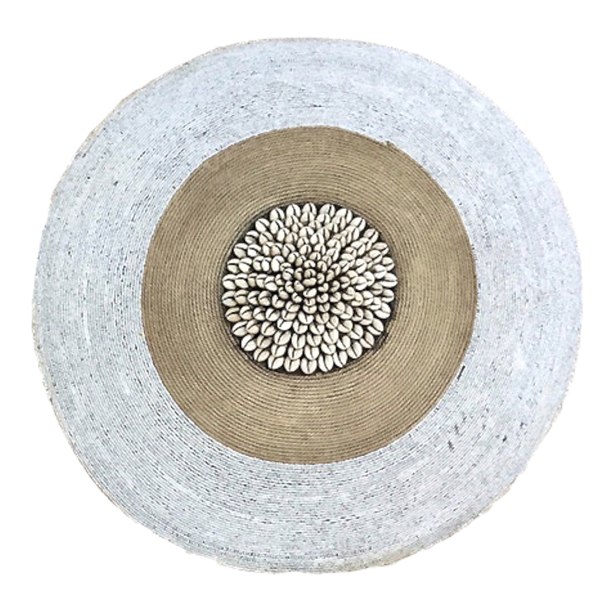 African Beaded Shield - White - eyahomeliving