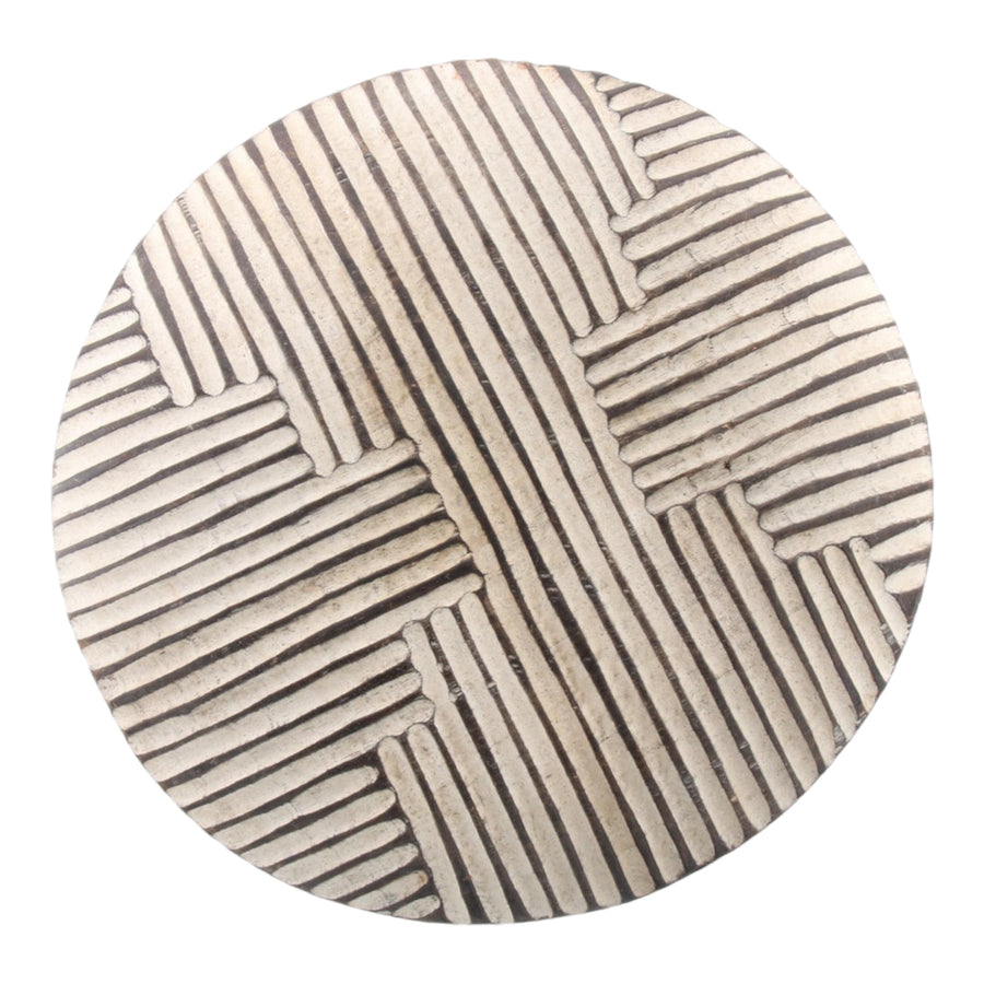 African Wooden Shield - White Wash Various Patterns - eyahomeliving