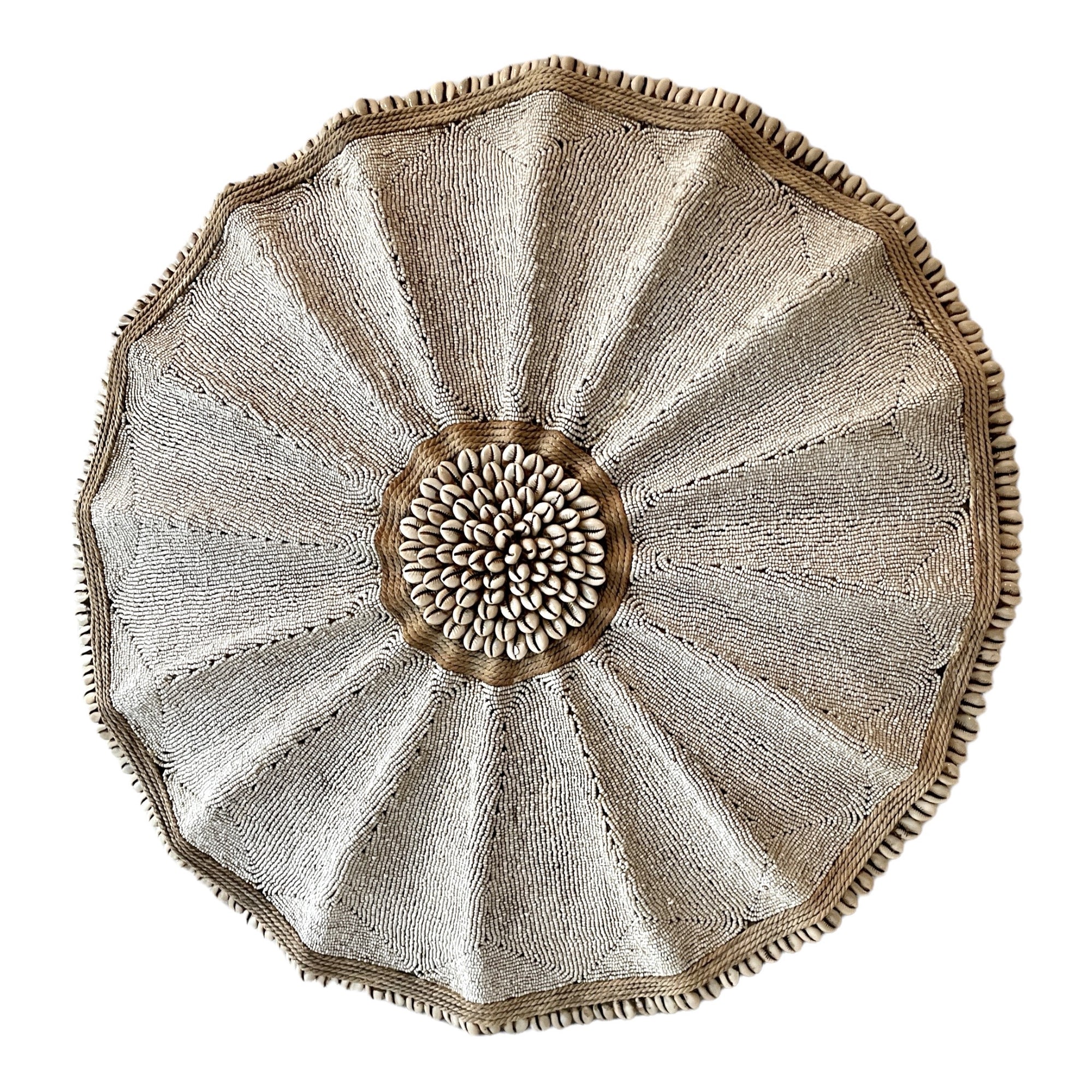 African Beaded Shield - Umbrella White - eyahomeliving