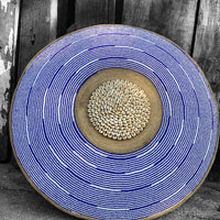 African Beaded Shield - Blue Mesh - eyahomeliving