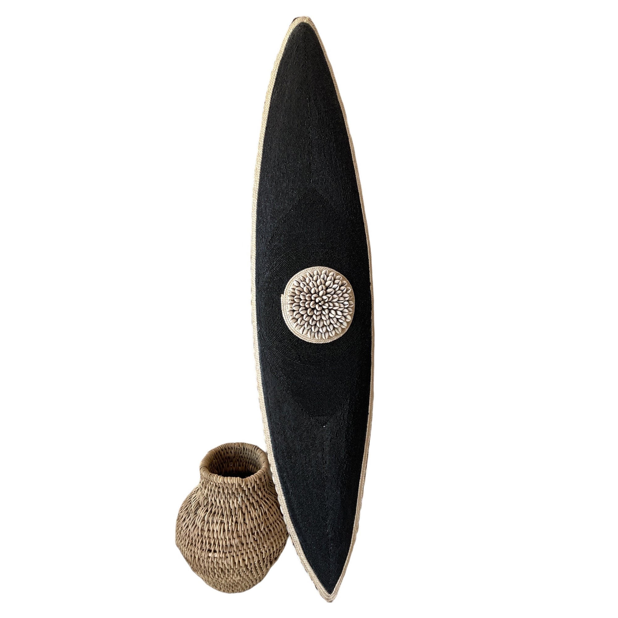 African Beaded Shield - Long Black - eyahomeliving