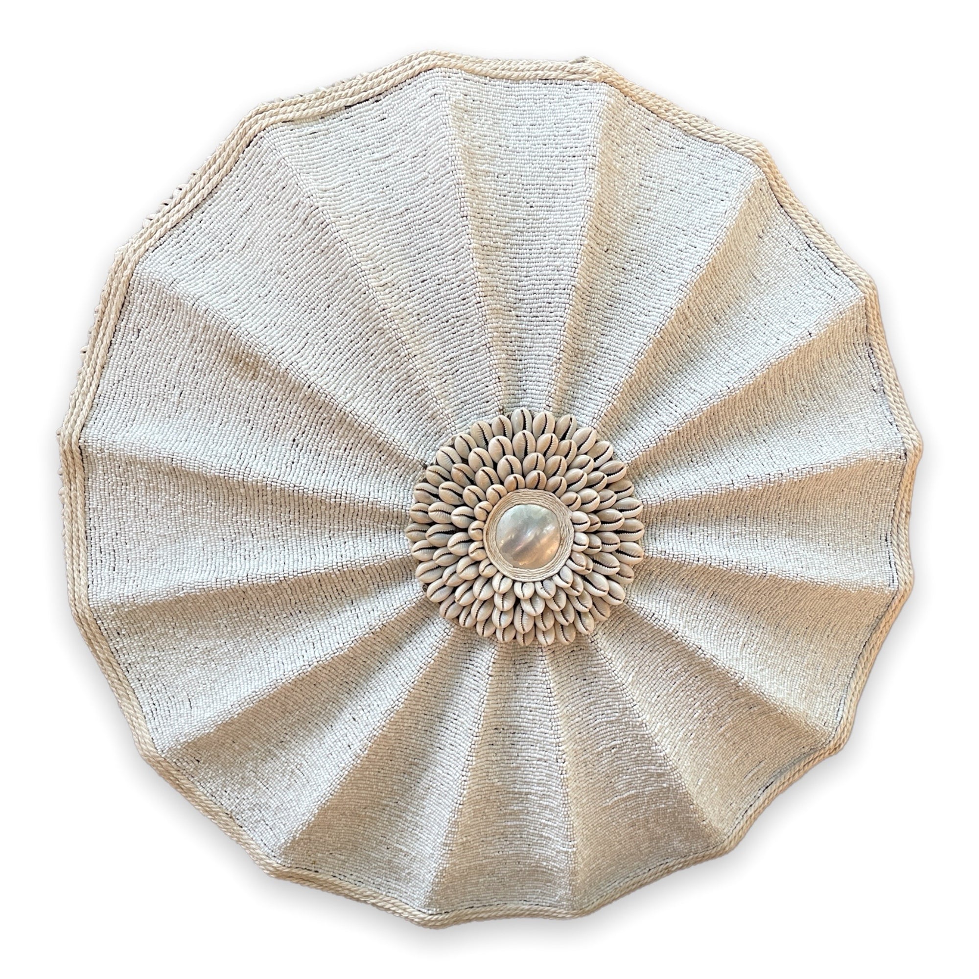 African Beaded Shield - Umbrella White - eyahomeliving