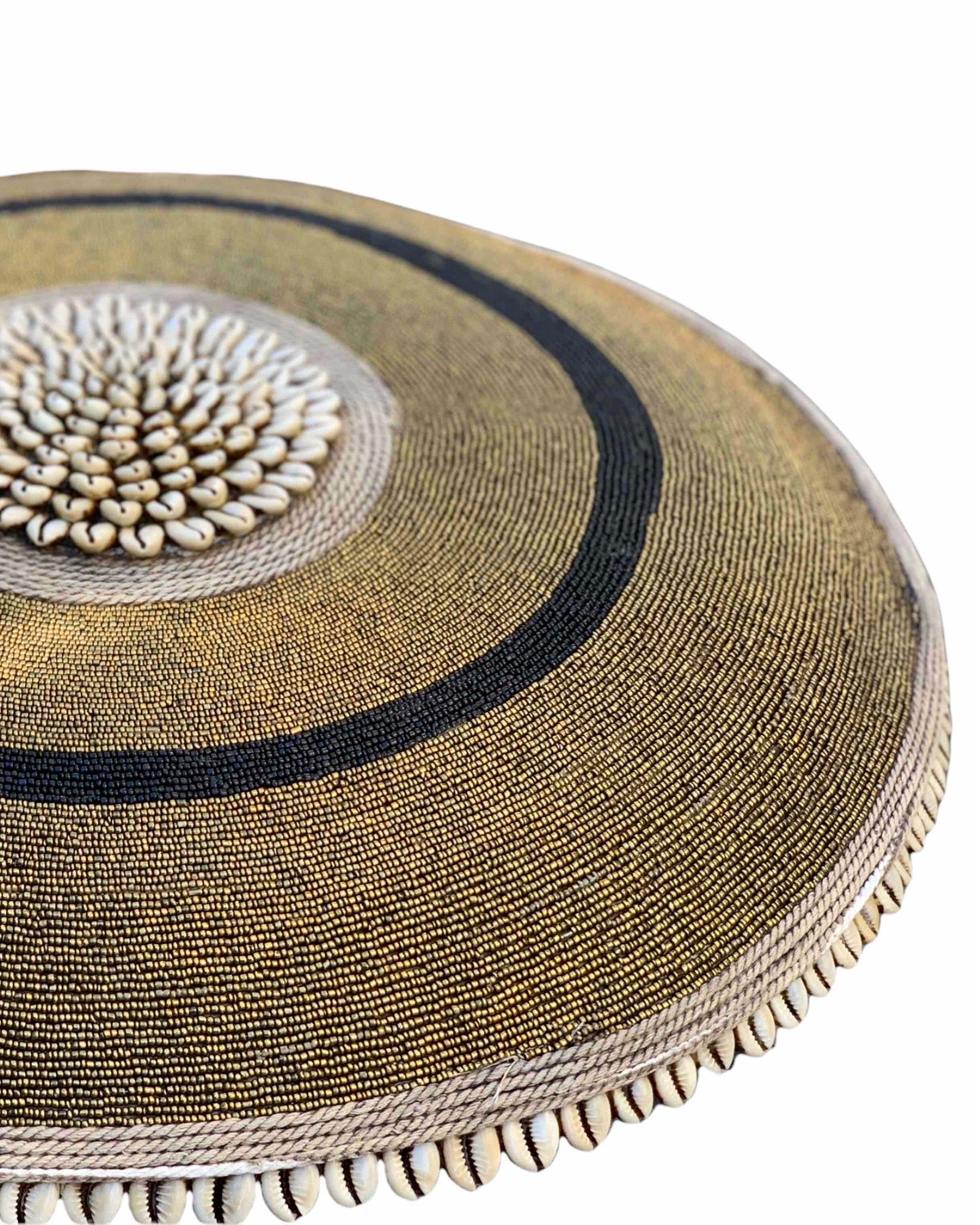 African Beaded Shield - Gold/Black/Plain - eyahomeliving