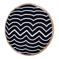 African Beaded Shield - "Wave" Black/White - eyahomeliving