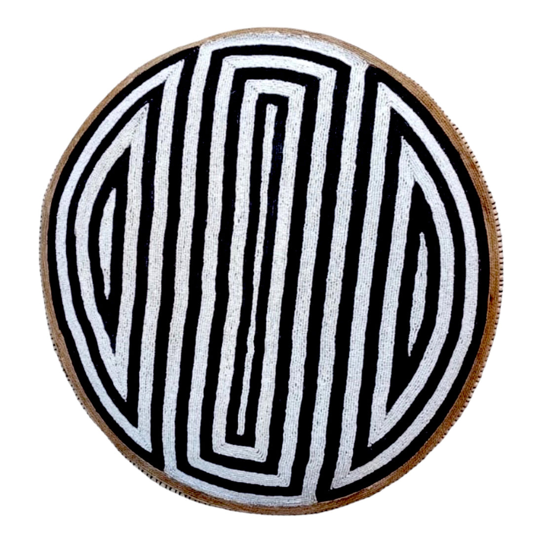African Beaded Shield - Maze B/W - eyahomeliving