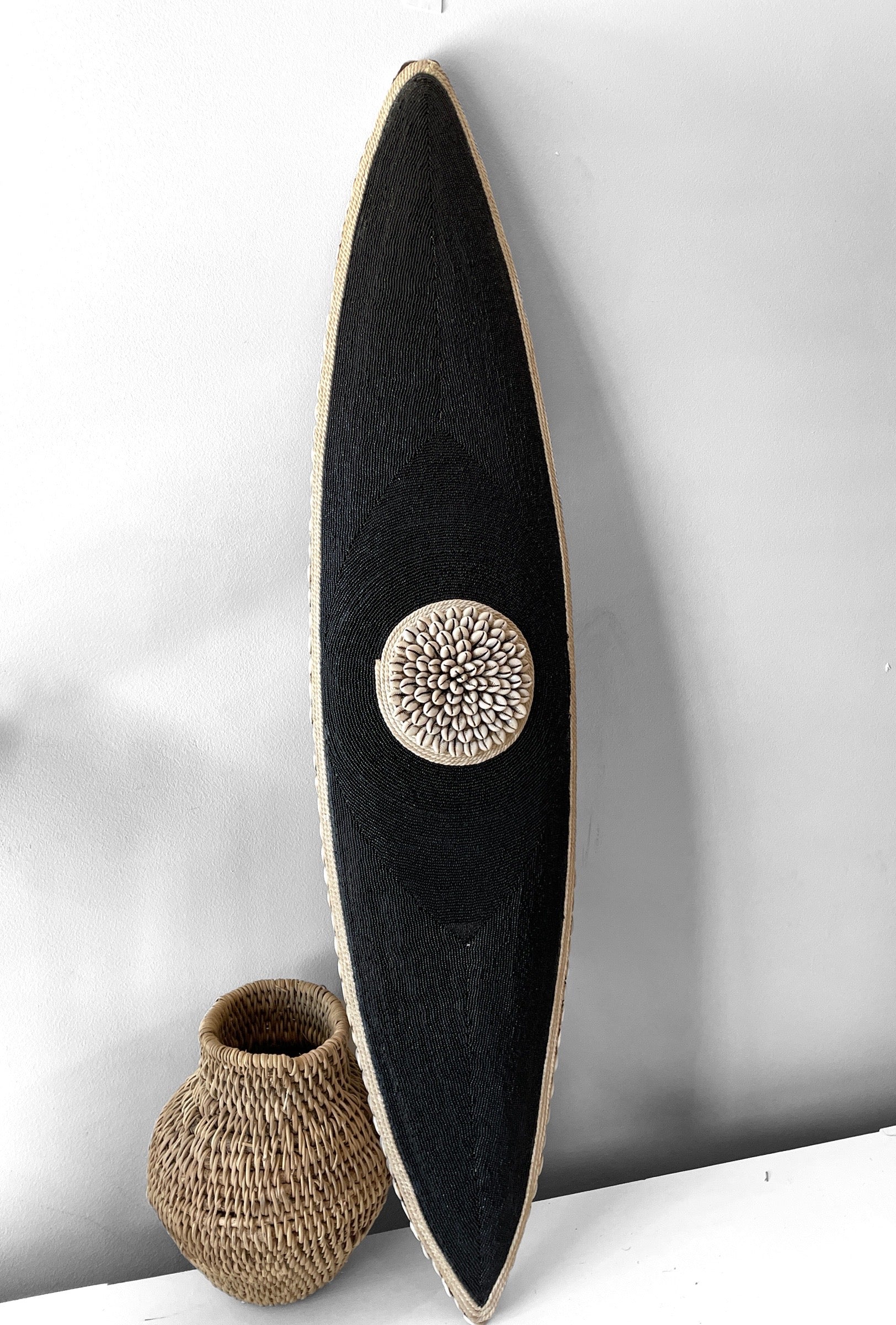 African Beaded Shield - Long Black - eyahomeliving