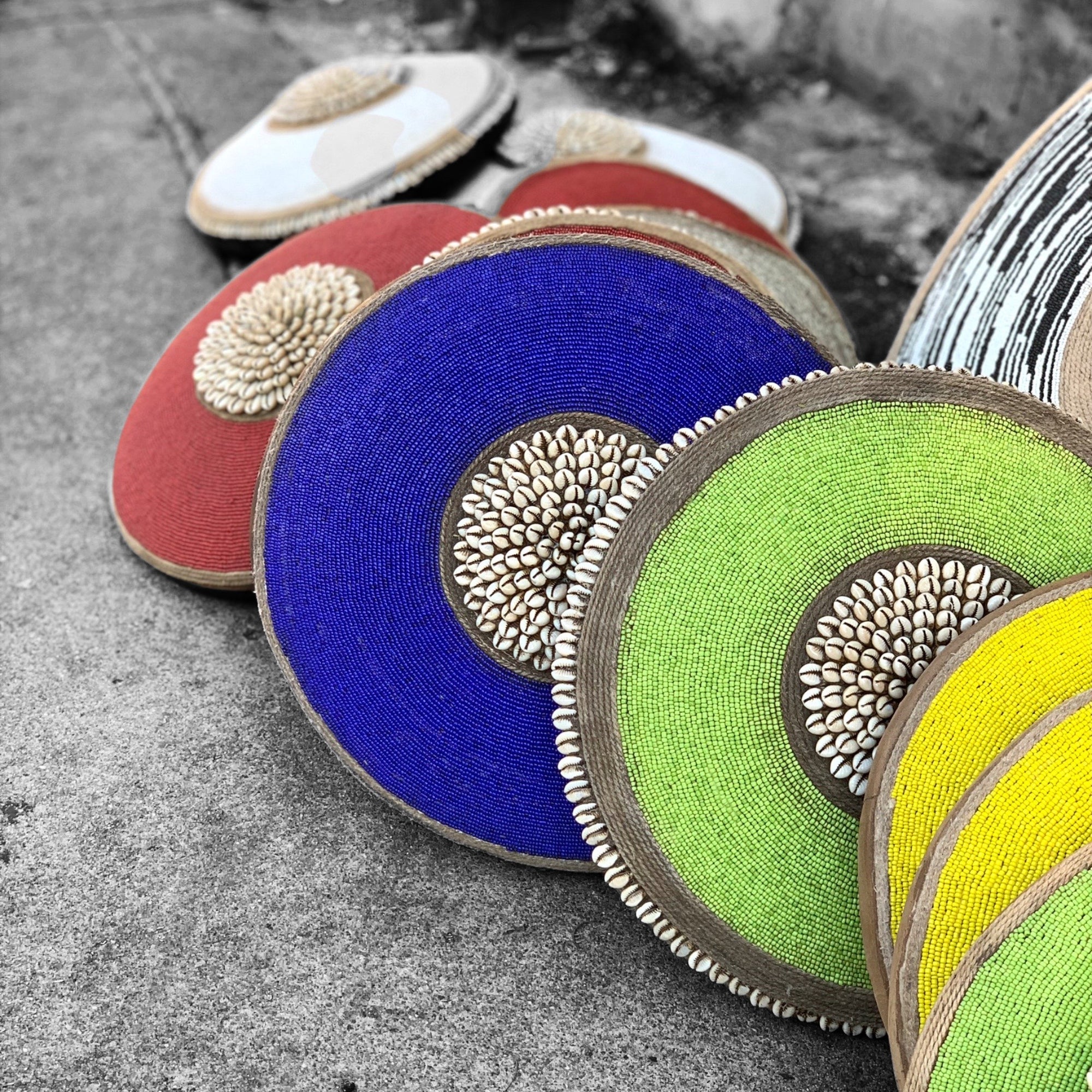 African Beaded Shield - Assorted Colours Plain - eyahomeliving