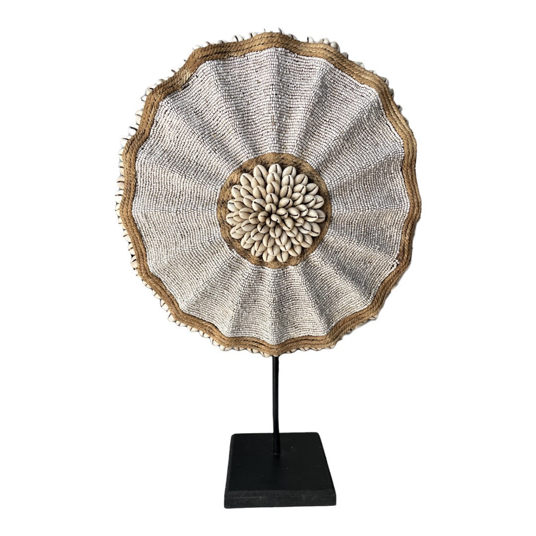 African Beaded Shield - Umbrella White - eyahomeliving