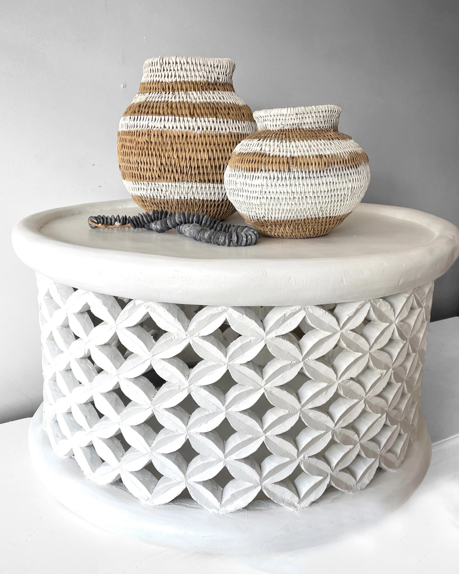 Bamileke Tables - White - eyahomeliving