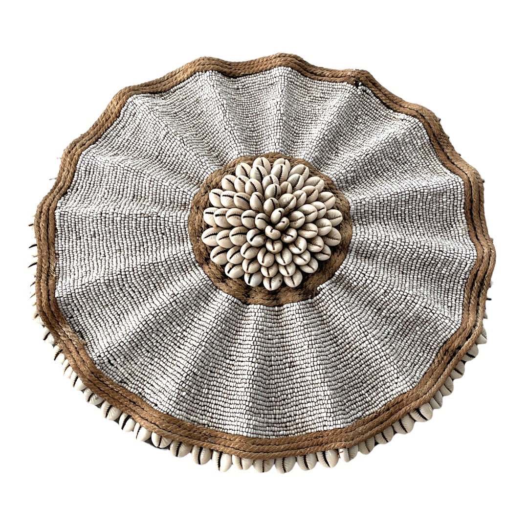 African Beaded Shield - Umbrella White - eyahomeliving