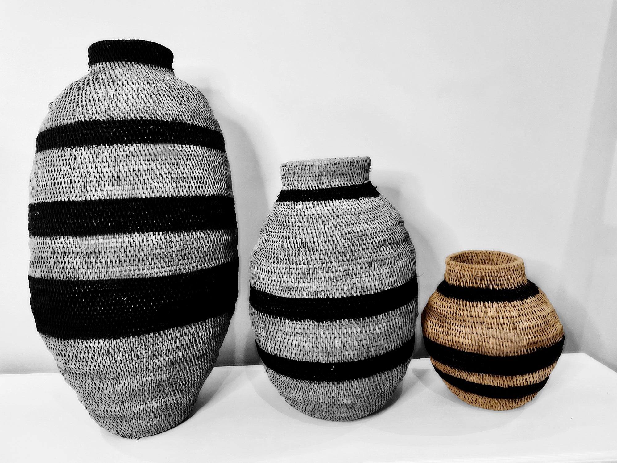 Buhera Baskets - Black Stripe - eyahomeliving