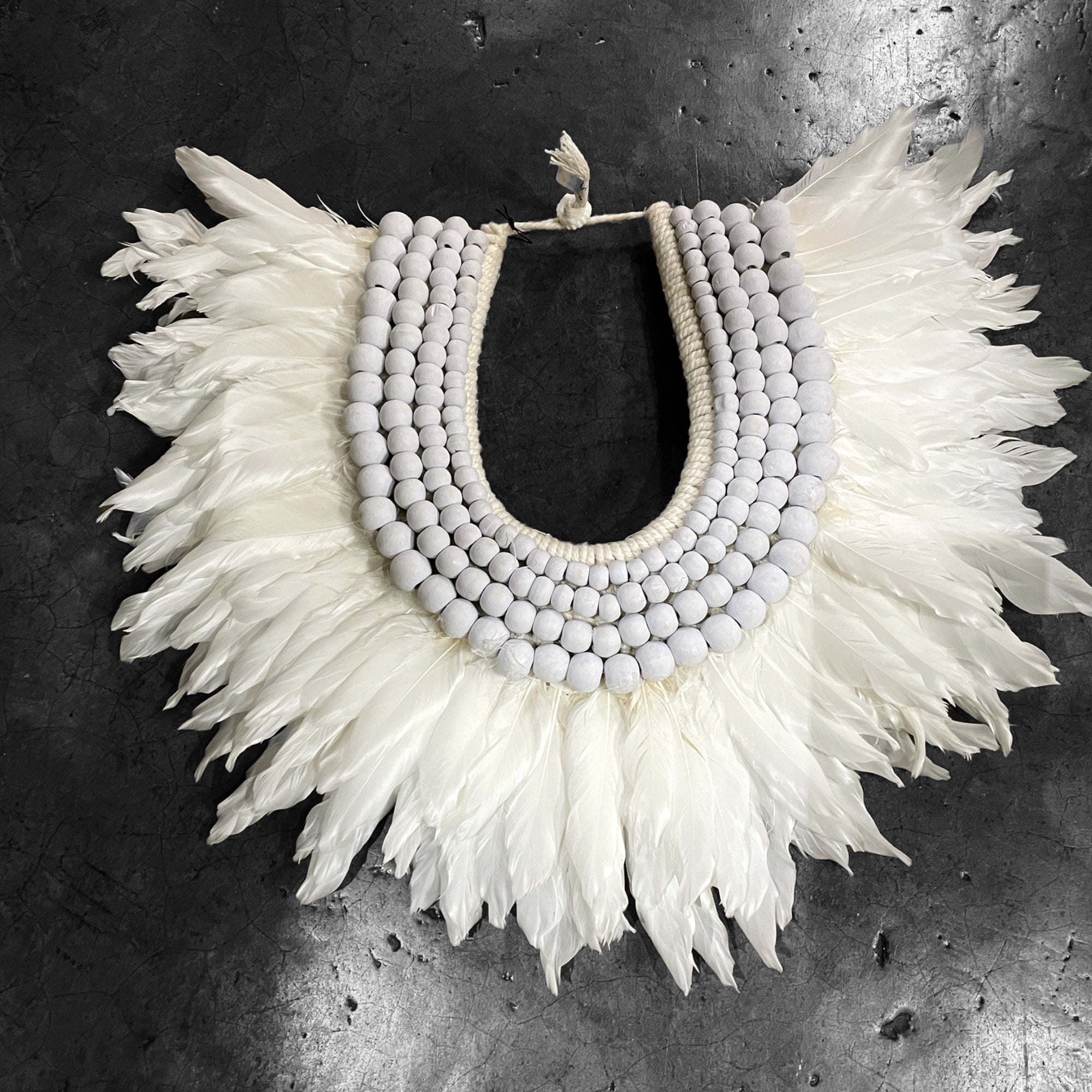 White Feather Wooden Collar - Bali