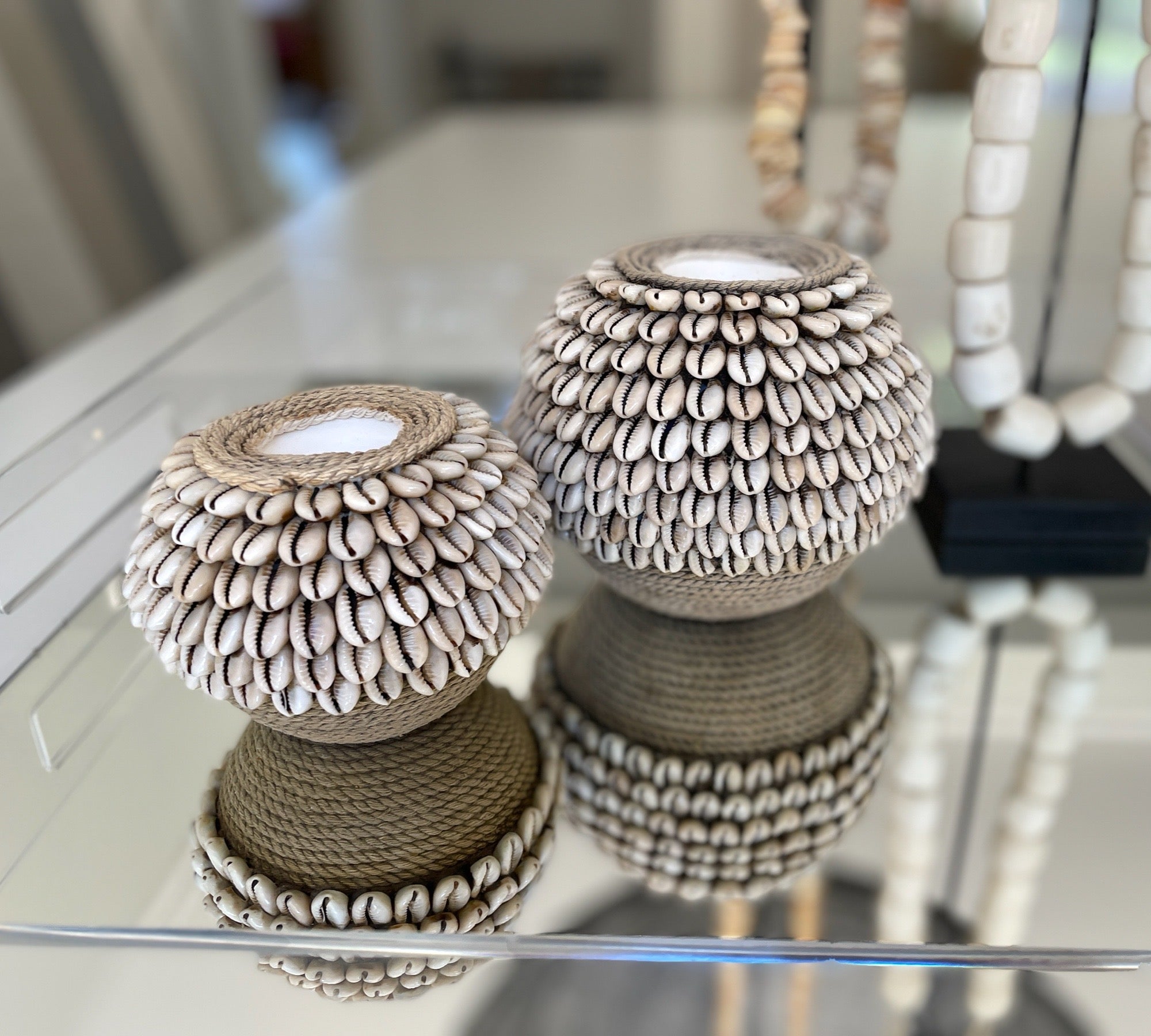 Cowrie Shell Tea Lights - eyahomeliving