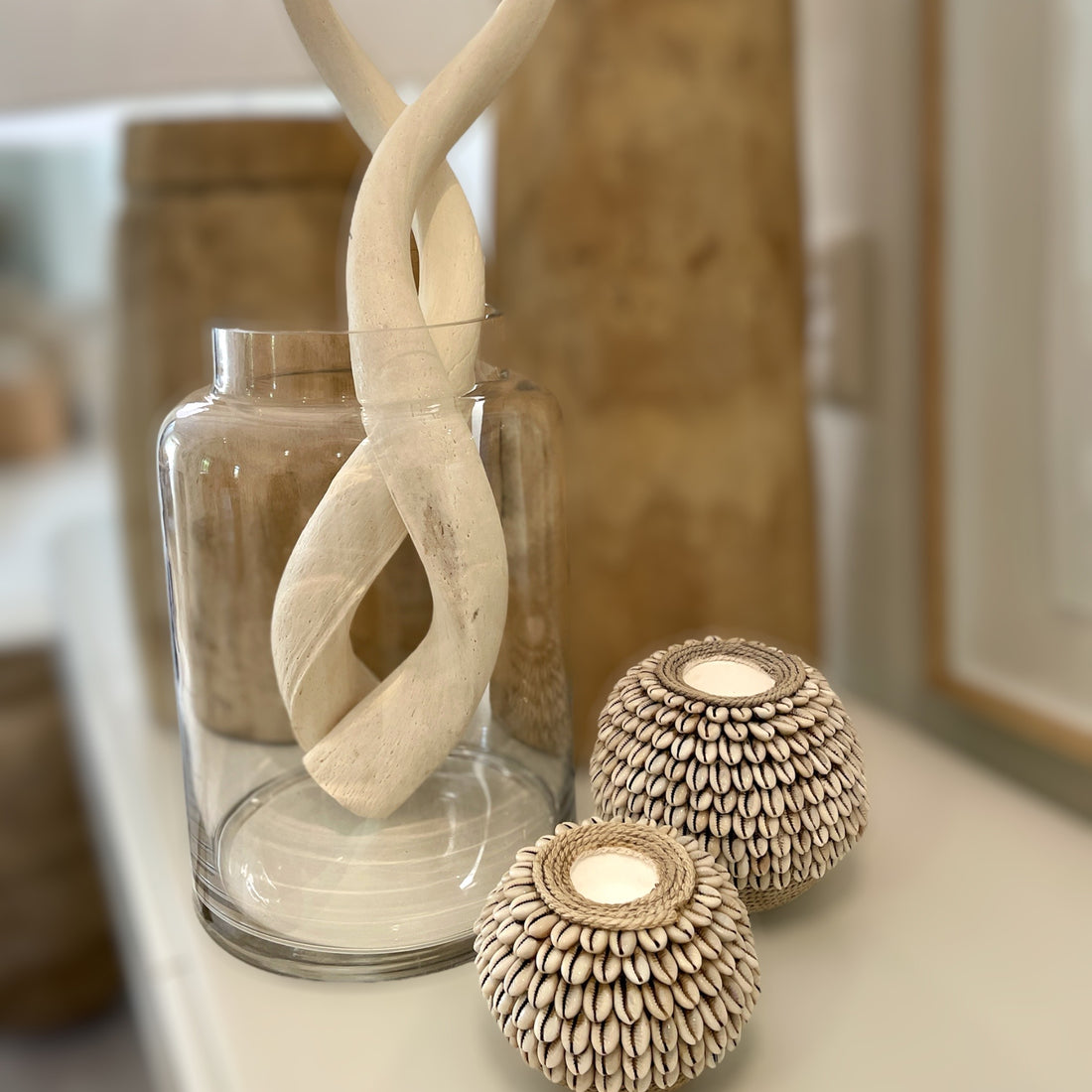 Cowrie Shell Tea Lights - eyahomeliving