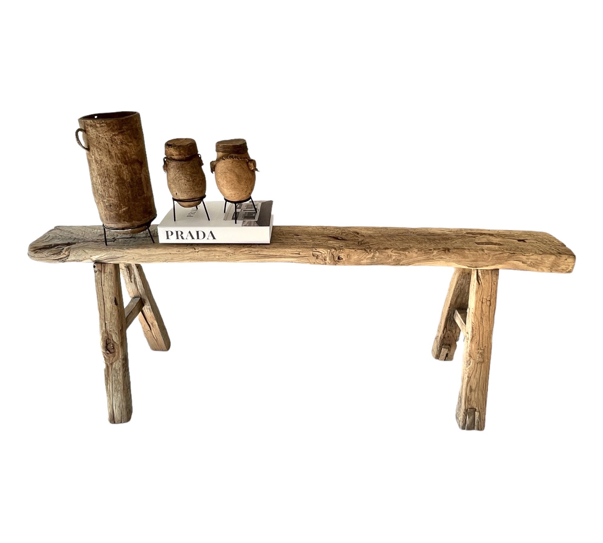 Chinese Elm Wood Bench - eyahomeliving