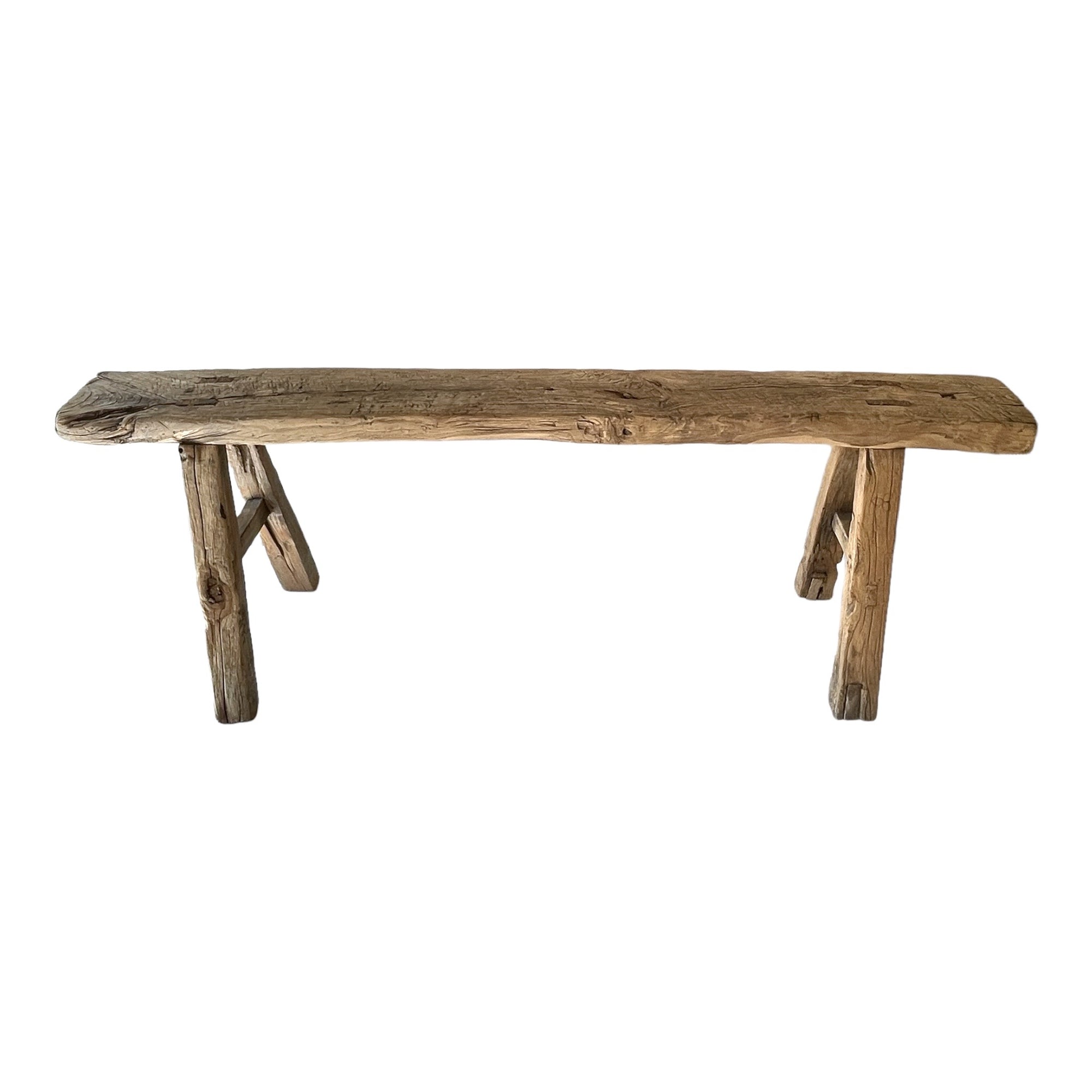 Chinese Elm Wood Bench - eyahomeliving