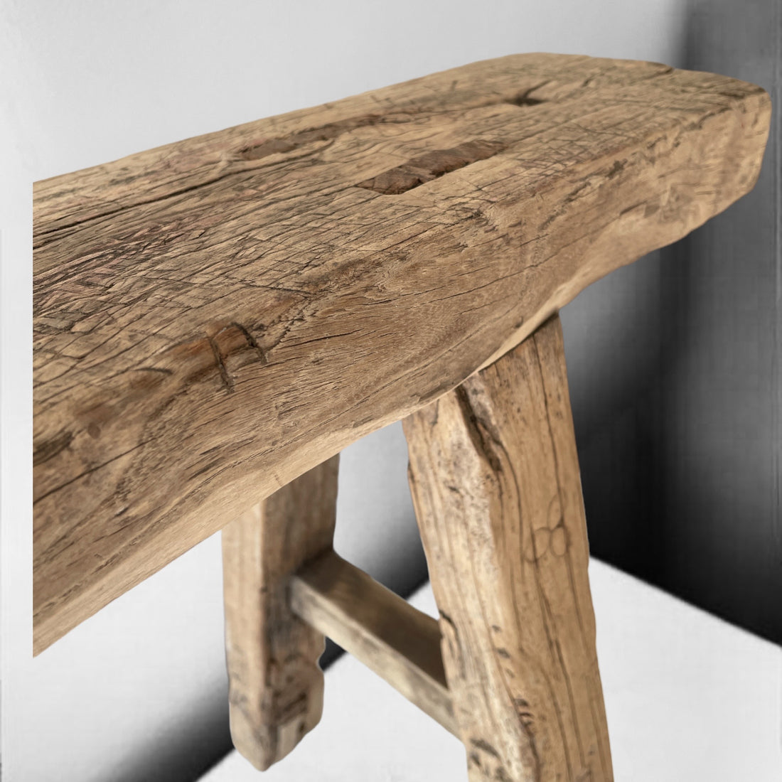 Chinese Elm Wood Bench - eyahomeliving