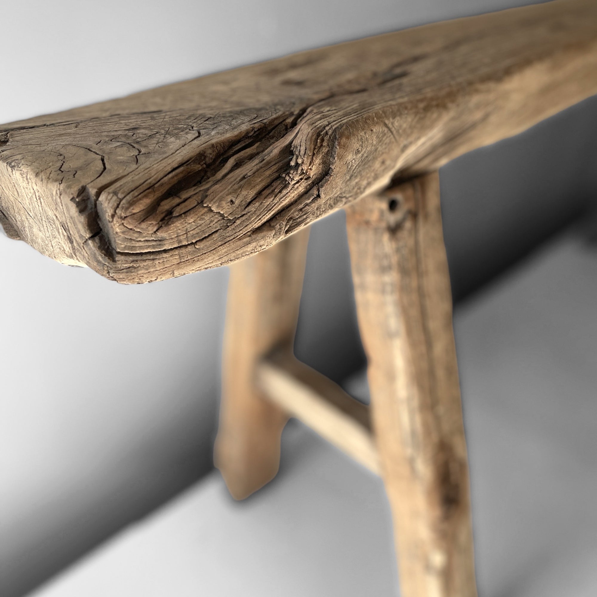 Chinese Elm Wood Bench - eyahomeliving