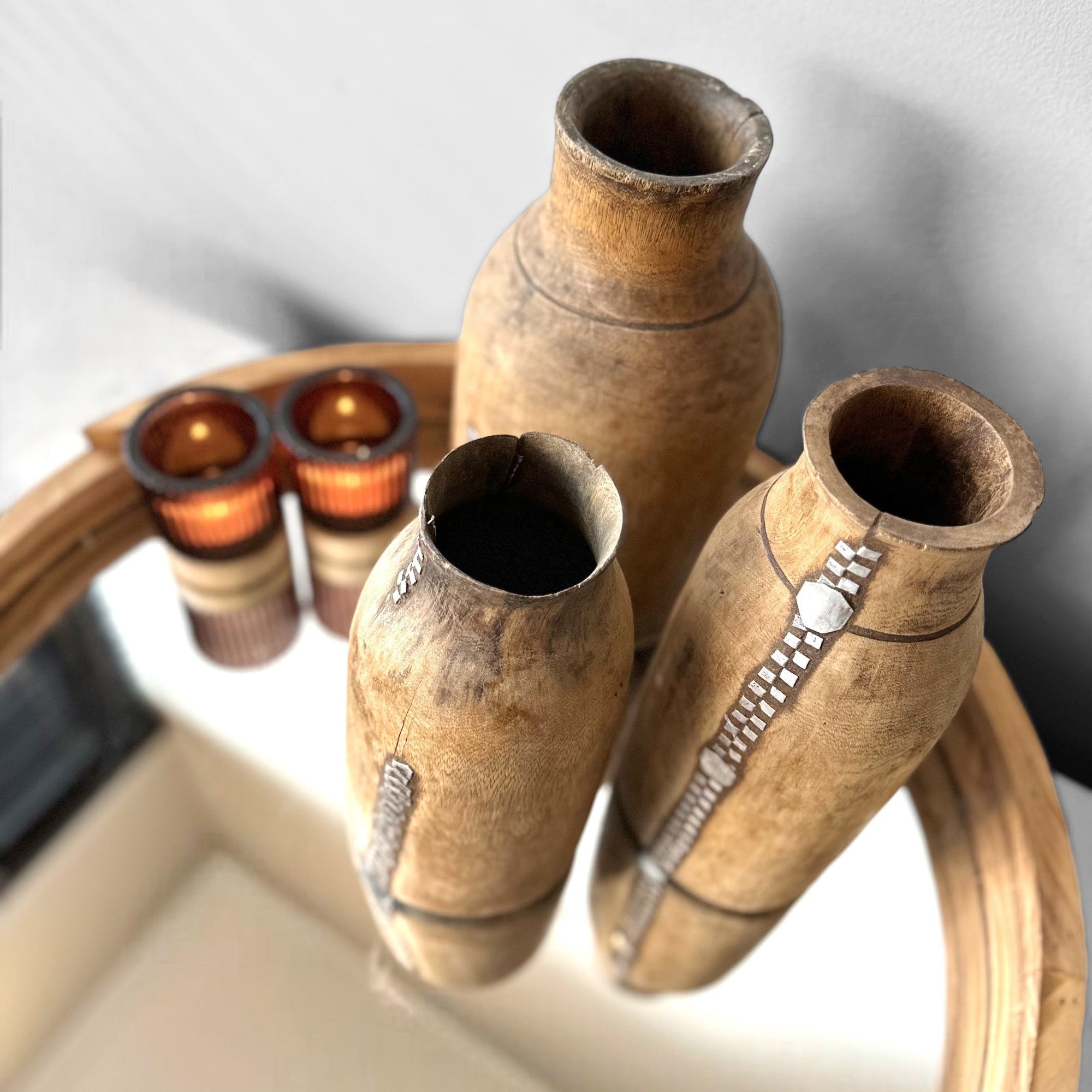 Tutsi Wooden Vases - Rwanda (L) - eyahomeliving
