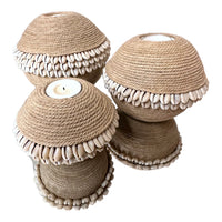 Manila Rope and Cowrie Shell Tea Lights - Natural