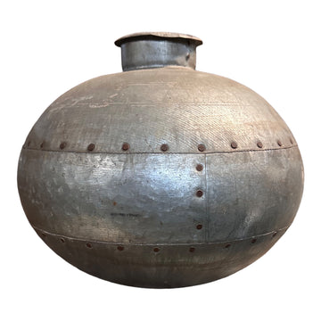 Antique Riveted Metal Water Pot - INDIA