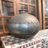 Antique Riveted Metal Water Pot - INDIA