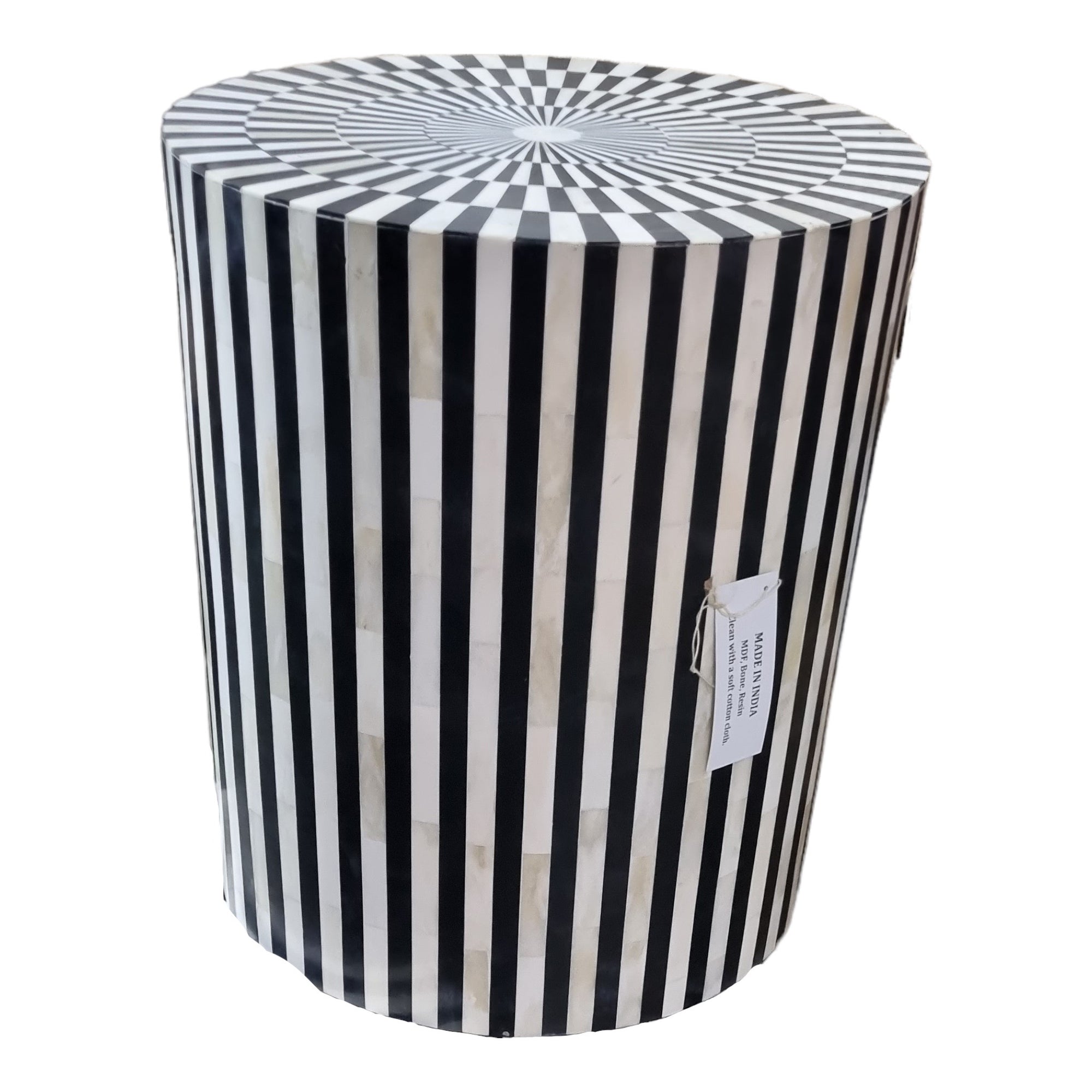 Moroccan Resin &amp; Bone Inlay Side Table - Stripe