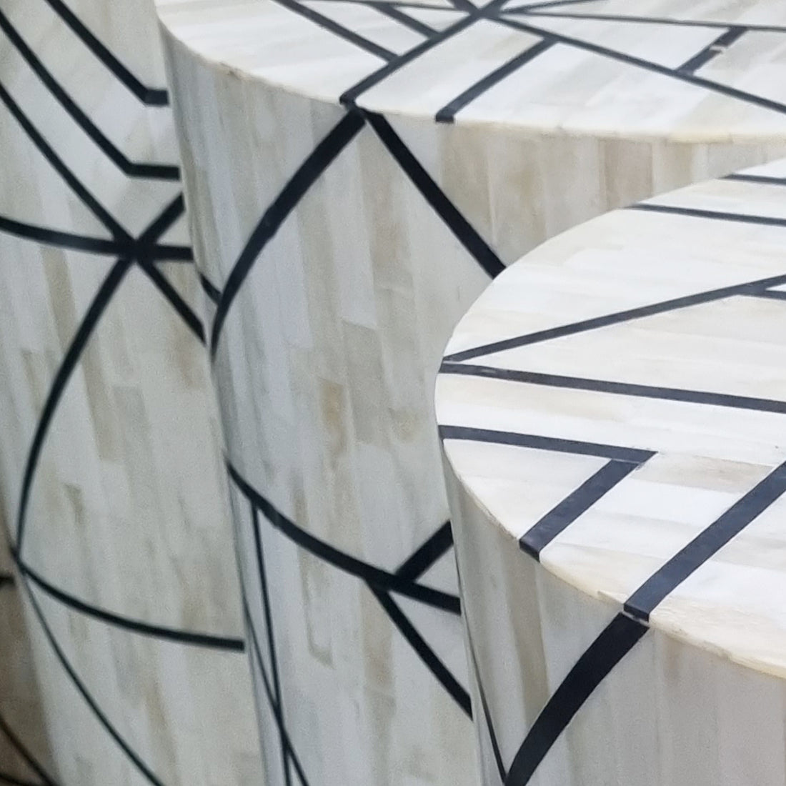 Moroccan Resin & Bone Inlay Side Table - Abstract