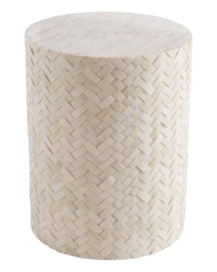 Moroccan Resin & Bone Inlay Side Table - White