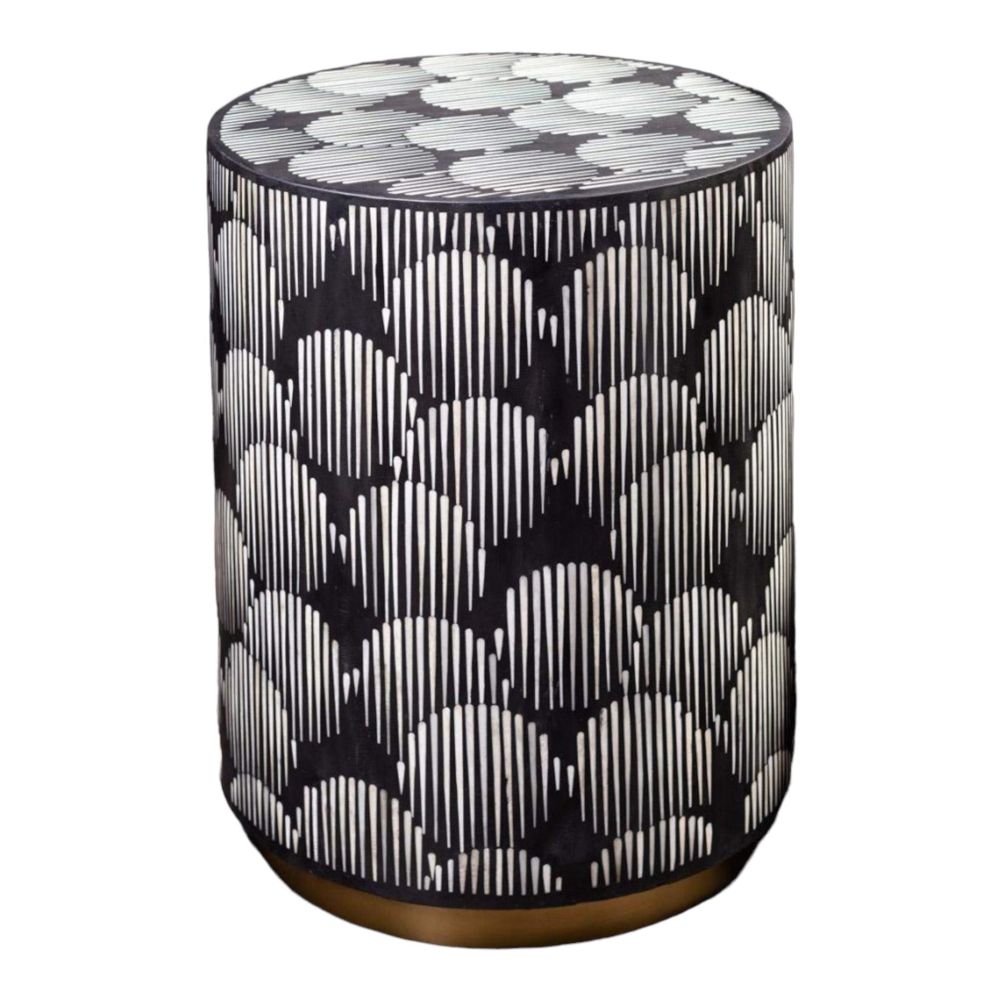 Moroccan Resin & Bone Inlay Side Table - Shell