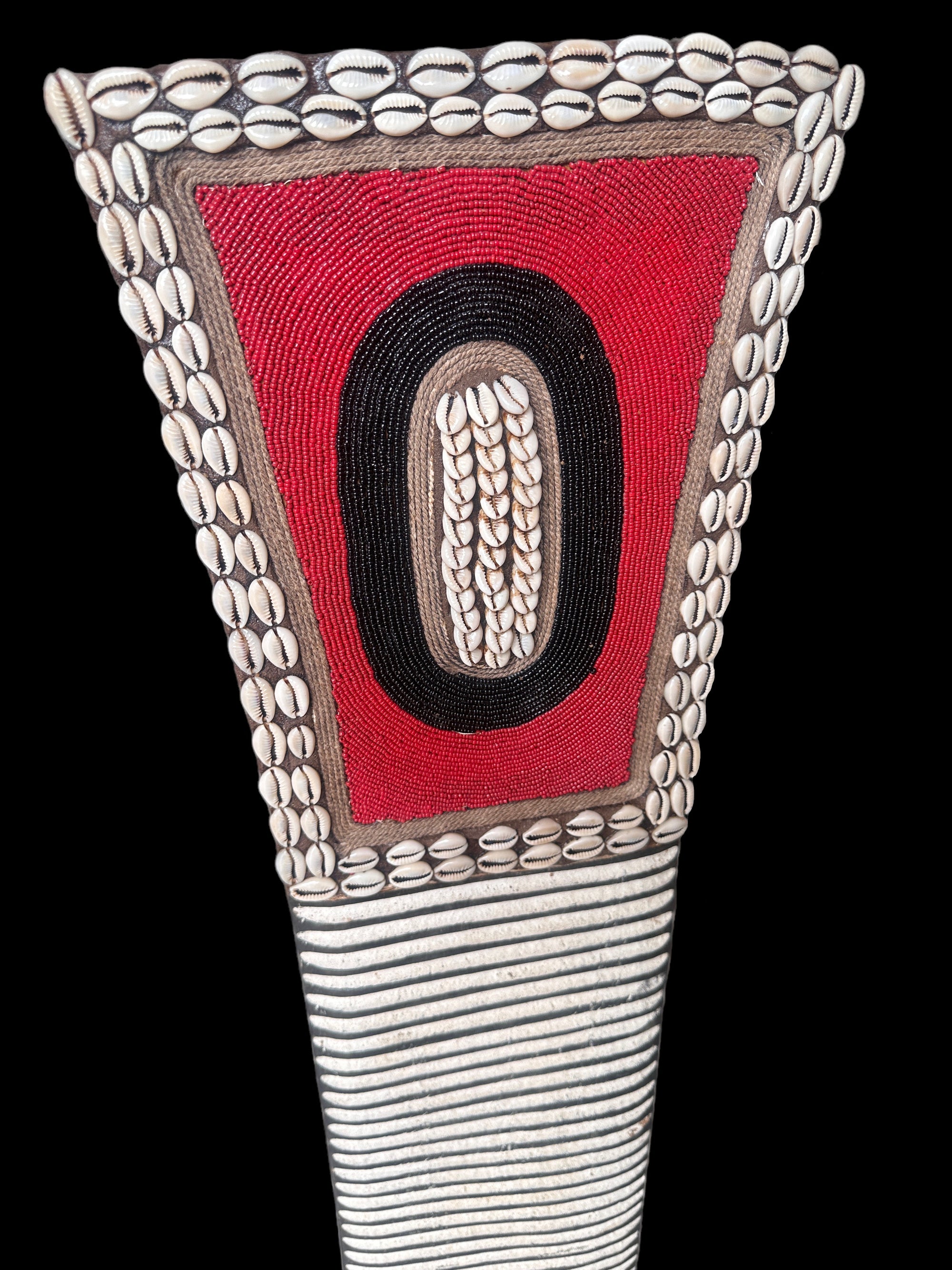 African Beaded King Shield  -  Red / White