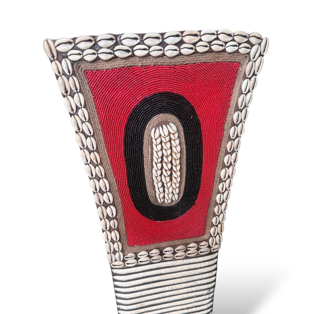 African Beaded King Shield  -  Red / White