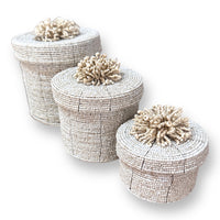 Bali Beaded Ornamental Containers  Set of 3 - NEW
