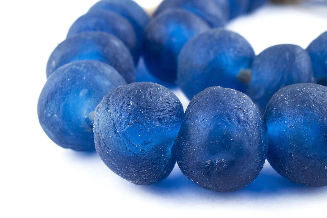 Ghanaian Glass Beads - Royal Blue - eyahomeliving