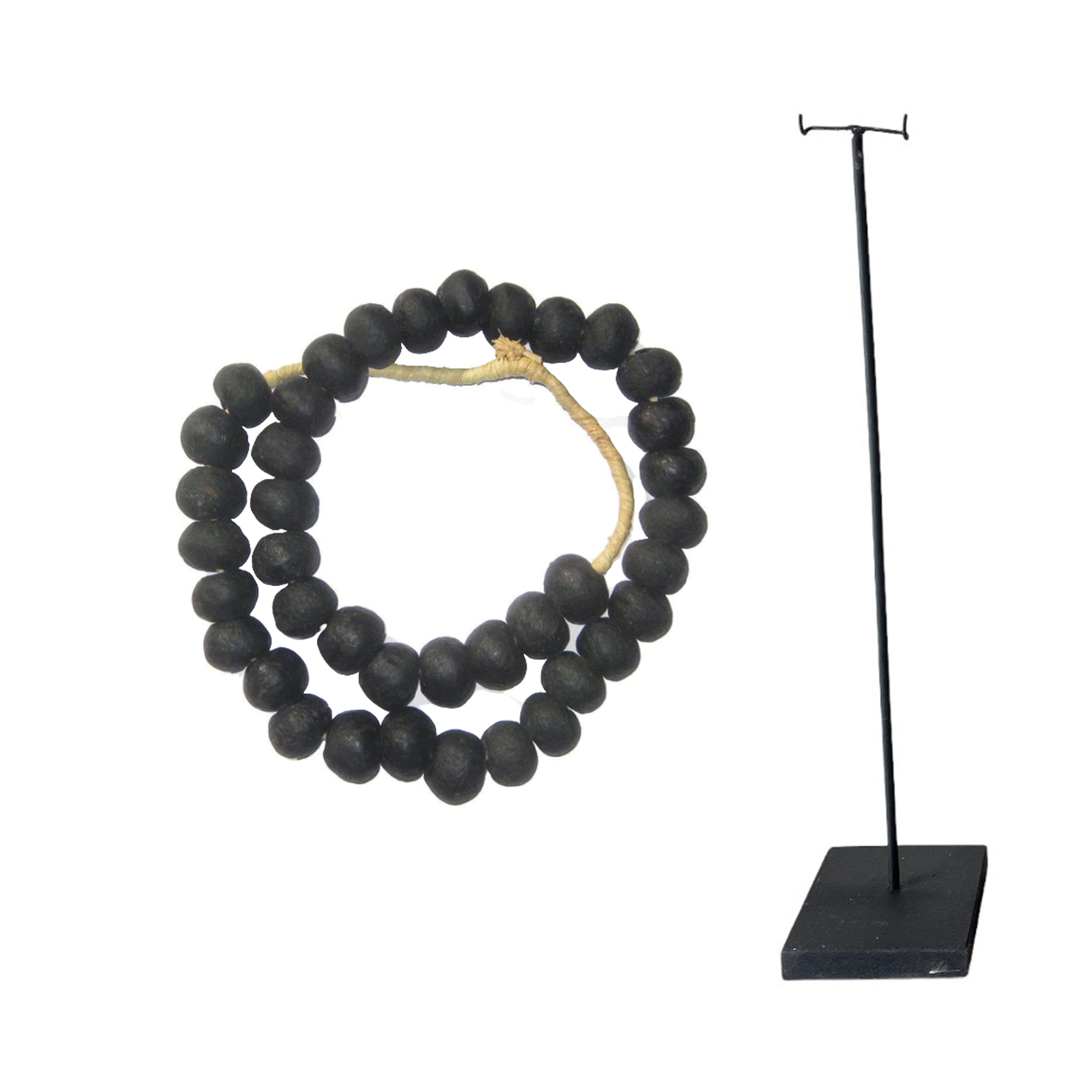 Ghanaian Glass Beads Imported - Charcoal/Black - eyahomeliving