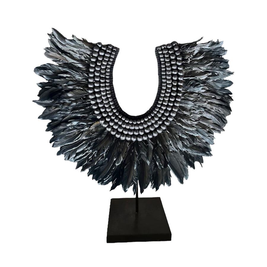 Black Feather Wooden Collar - NEW BALI
