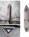 African Beaded King Shield  -  Black / White / Natural