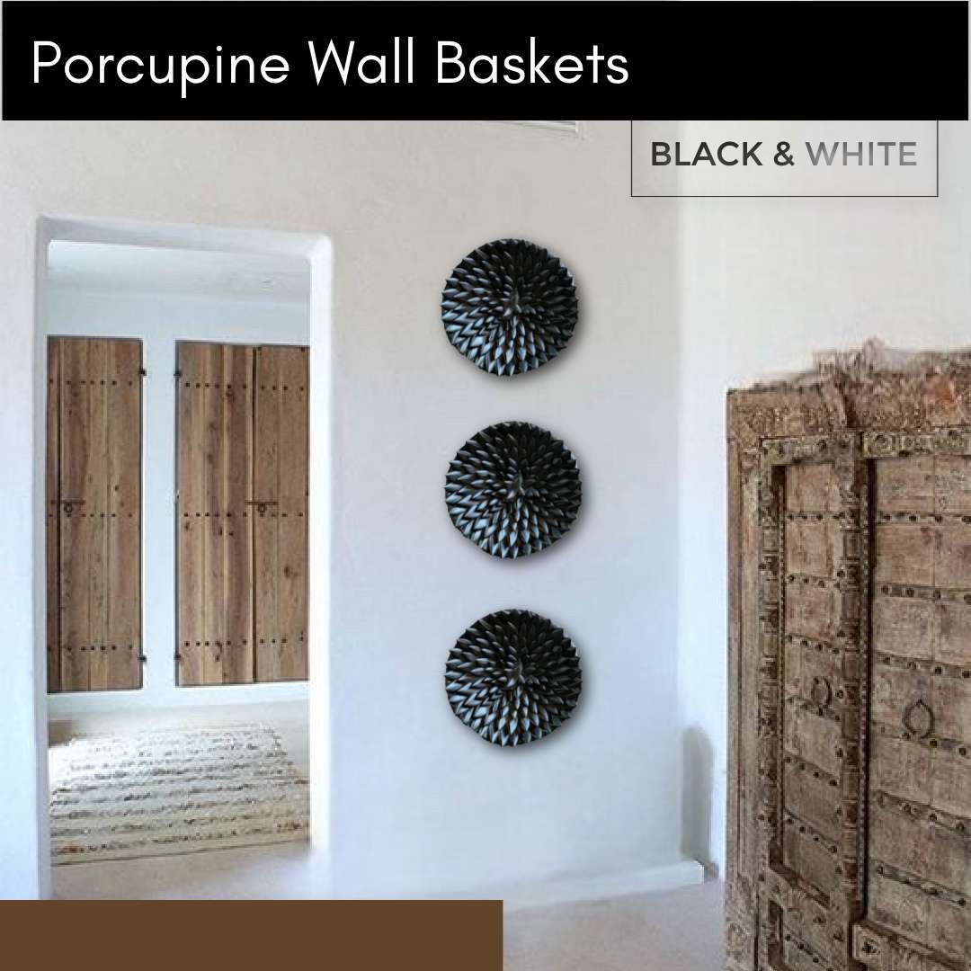 Porcupine Wall Baskets - PREMIUM Range 35/40/45/50/60cm - Black