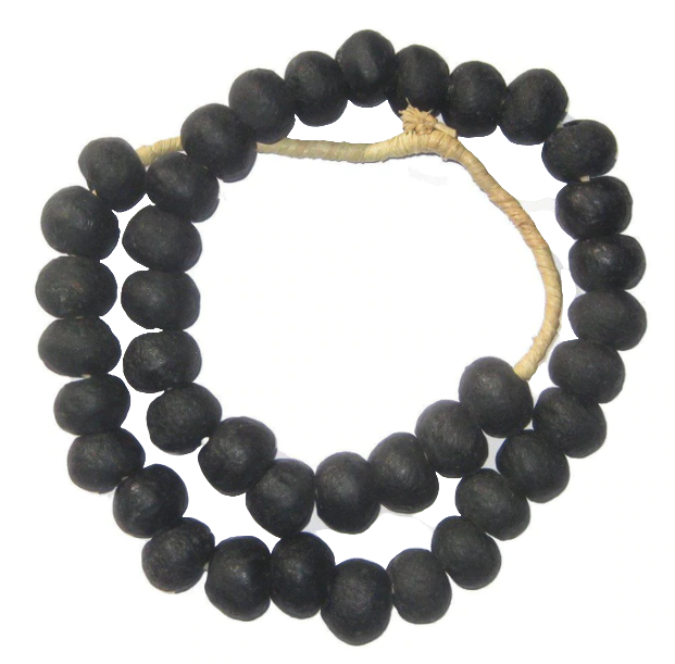 Ghanaian Glass Beads Imported - Charcoal/Black - eyahomeliving