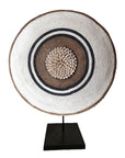 African Beaded Shield -  White / Black Bullseye